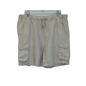 Ocean & Coast Chino Shorts Mens Size 36 Natural 100% Linen Cargo Pockets Coastal